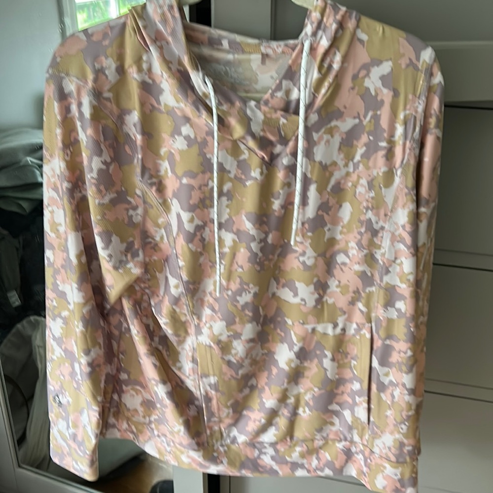 multi colored hooded top